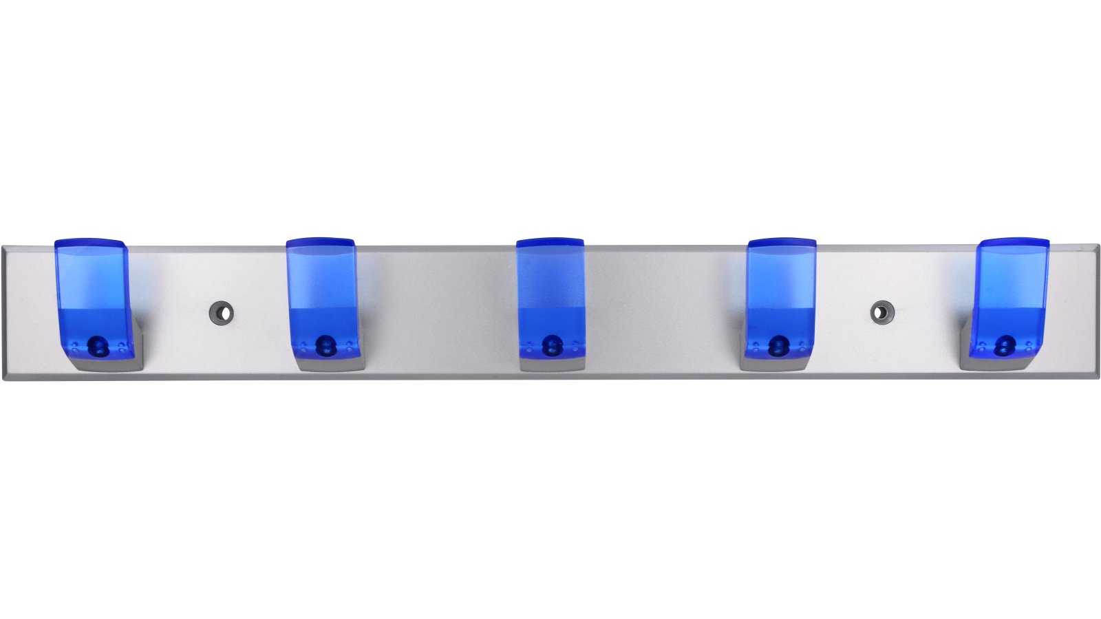 Hakenleiste Vilsbiburg Kunststoff metallisiert chrom blau - 400 mm lang  vor weißem Hintergrund