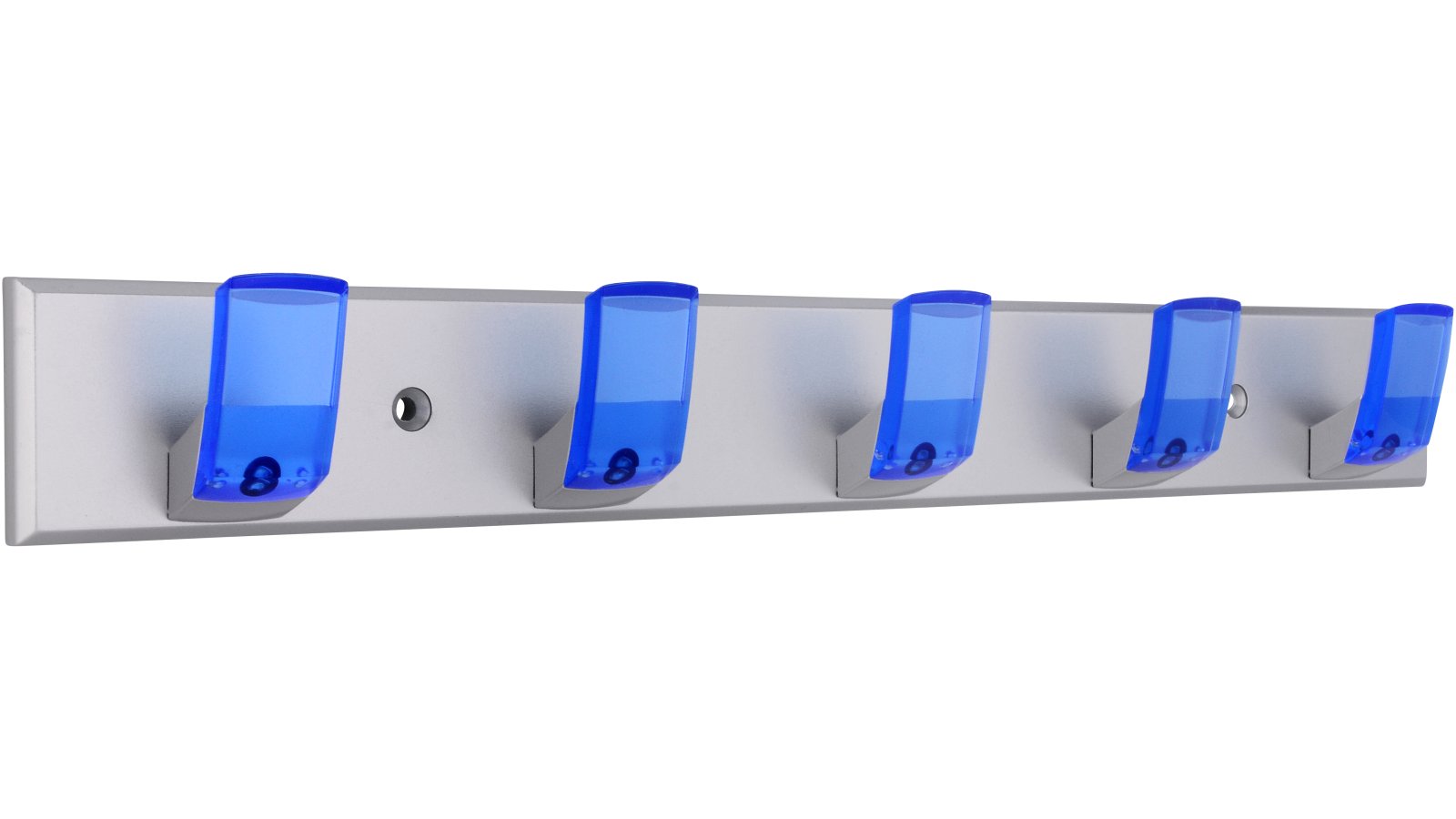 Hakenleiste Vilsbiburg Kunststoff metallisiert chrom blau - 400 mm lang  vor weißem Hintergrund