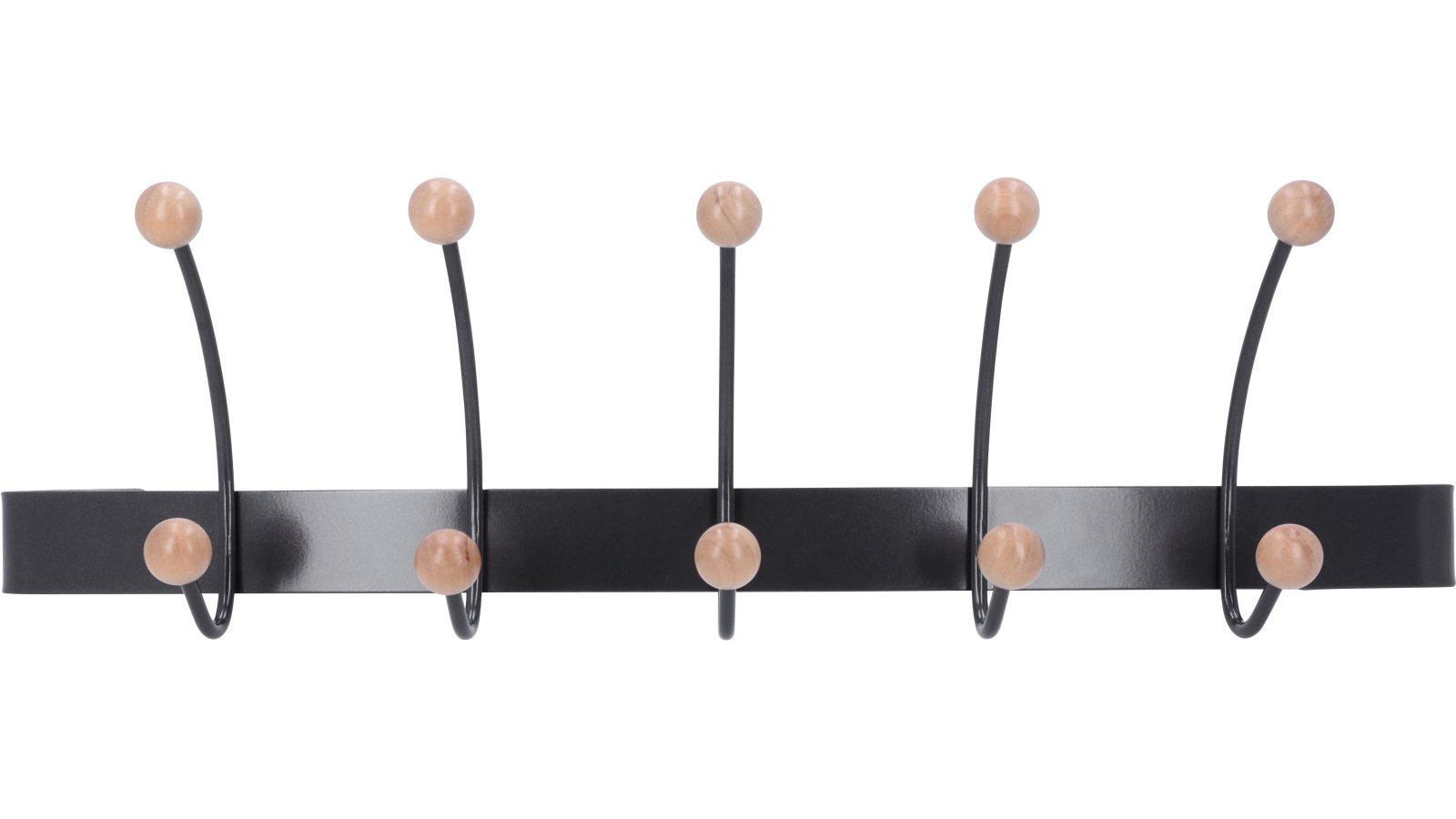 Hakenleiste Wiesloch Stahl - Holz umbragrau metallic pulverbeschichtet ahorn natur lackiert - 452 mm lang  vor weißem Hintergrund