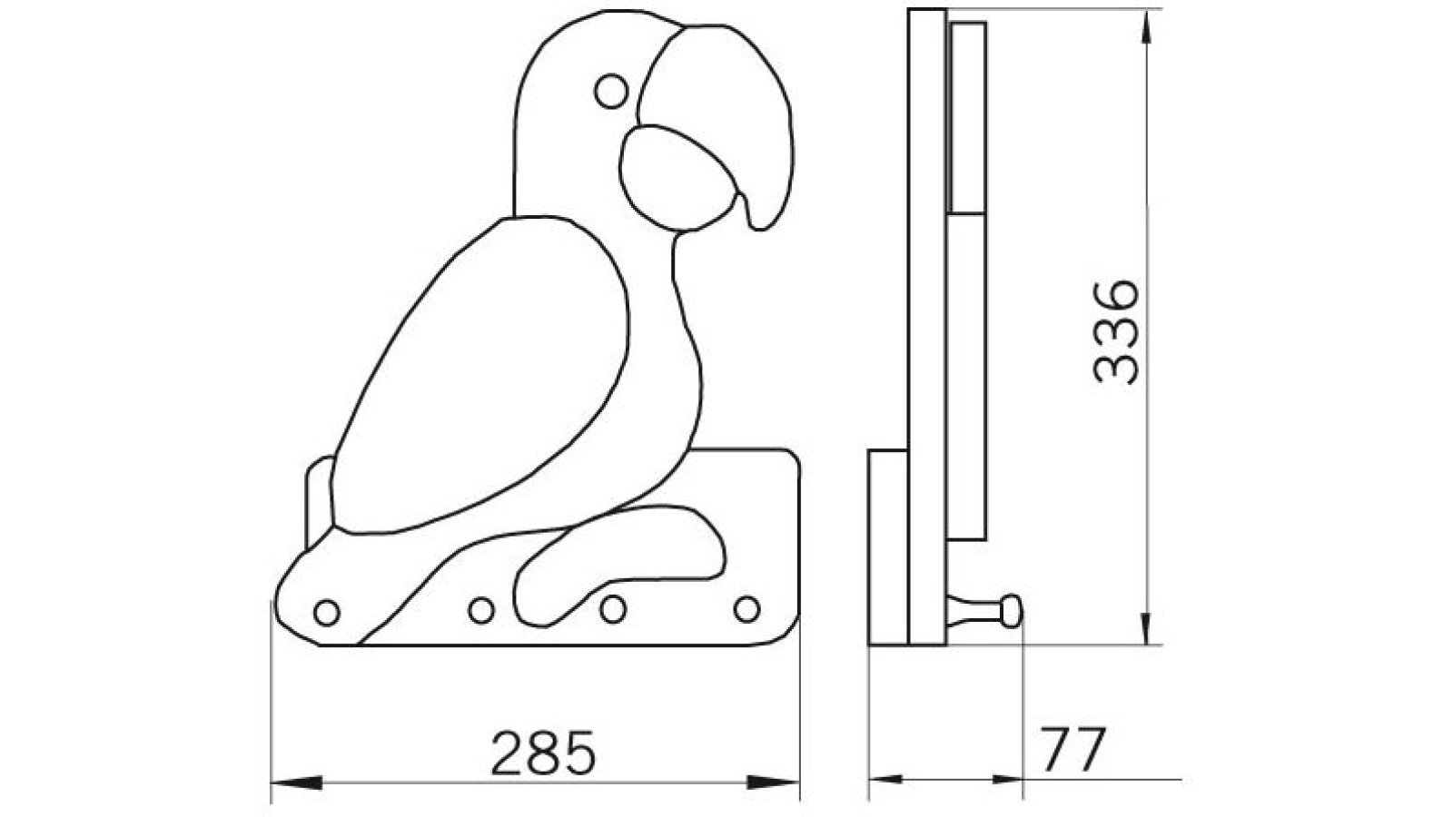 Hakenleiste Wilkau-Haßlau Holz bunt - 295 mm lang  vor weißem Hintergrund