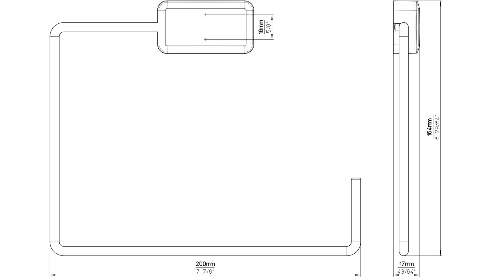 Handtuchhalter Lauingen Stahl - Kunststoff chrom glänzend galvanisiert chrom glänzend grau - 164 mm lang  vor weißem Hintergrund