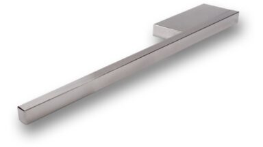 Handtuchhalter Planegg Aluminium chrom glänzend - 200 mm lang vor weißem Hintergrund