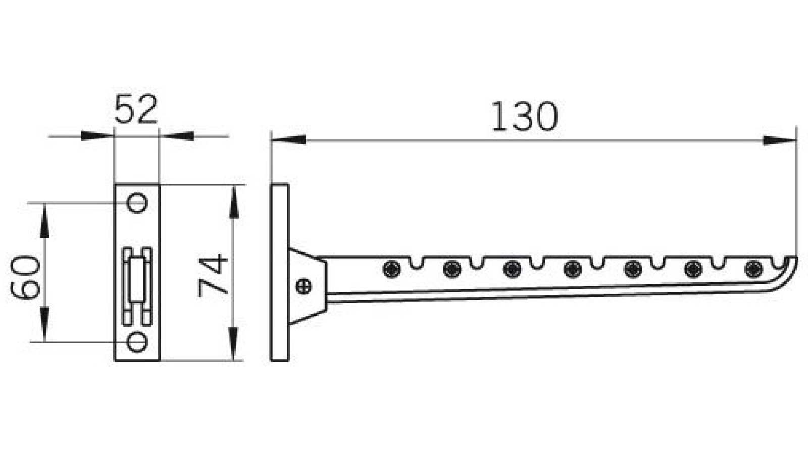 Klapparm Bergheim Druckguss chrom glänzend - 73 mm lang  vor weißem Hintergrund