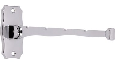 Klapparm Fulda Druckguss chrom glänzend - 204 mm lang  vor weißem Hintergrund