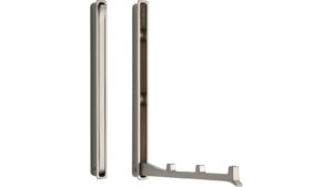 Klapparm Hude Druckguss vernickelt feingeschliffen - 177 mm lang vor weißem Hintergrund