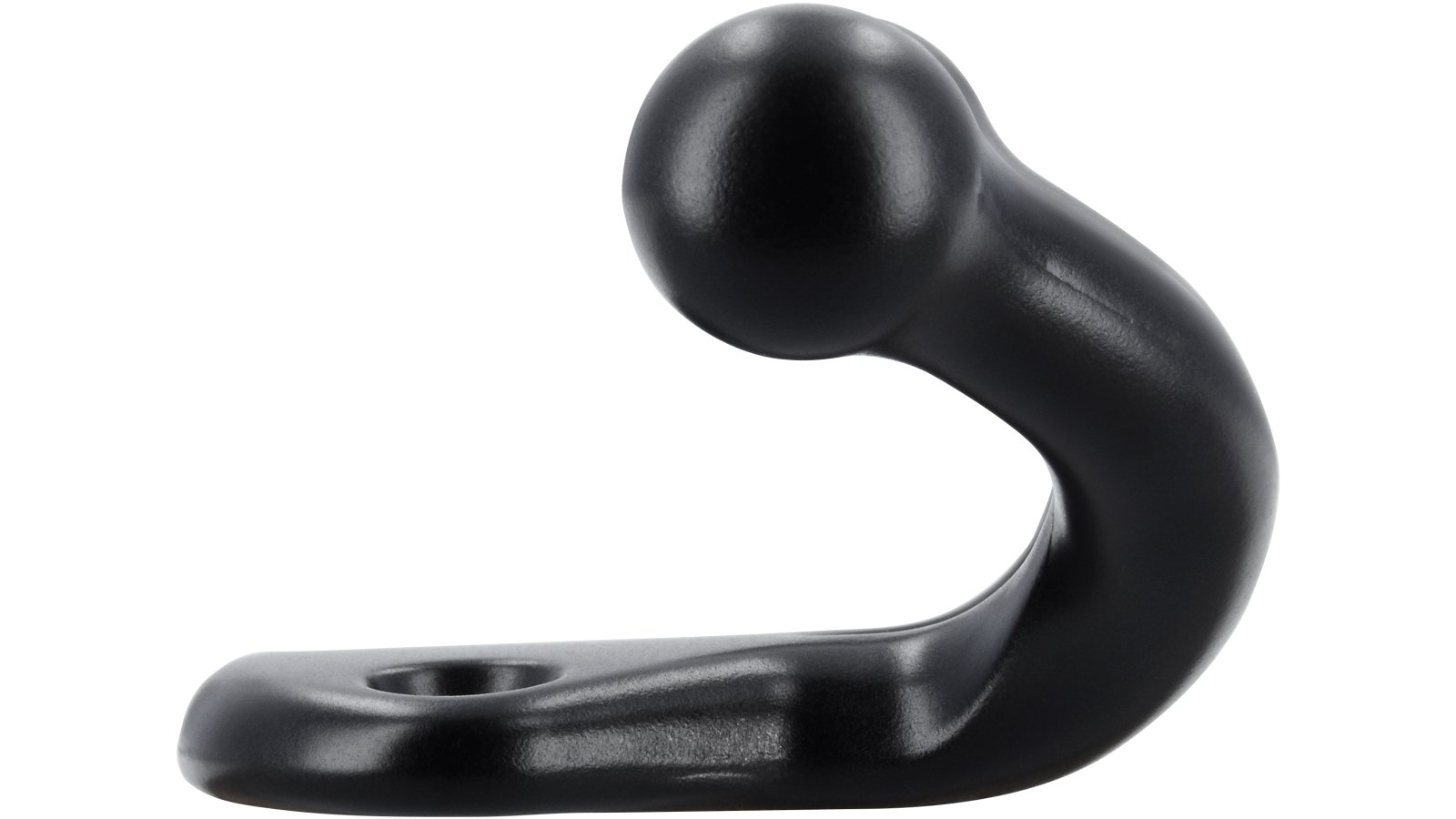 Haken Aalen Druckguss schwarz matt pulverbeschichtet - 38 mm lang  vor weißem Hintergrund