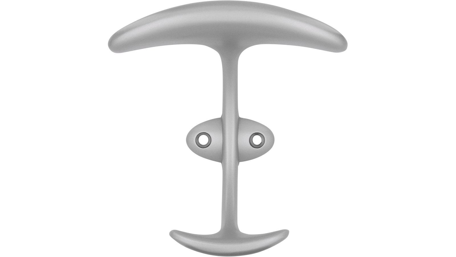 Haken Bad-Driburg Druckguss alufarbig pulverbeschichtet - 105 mm lang  vor weißem Hintergrund