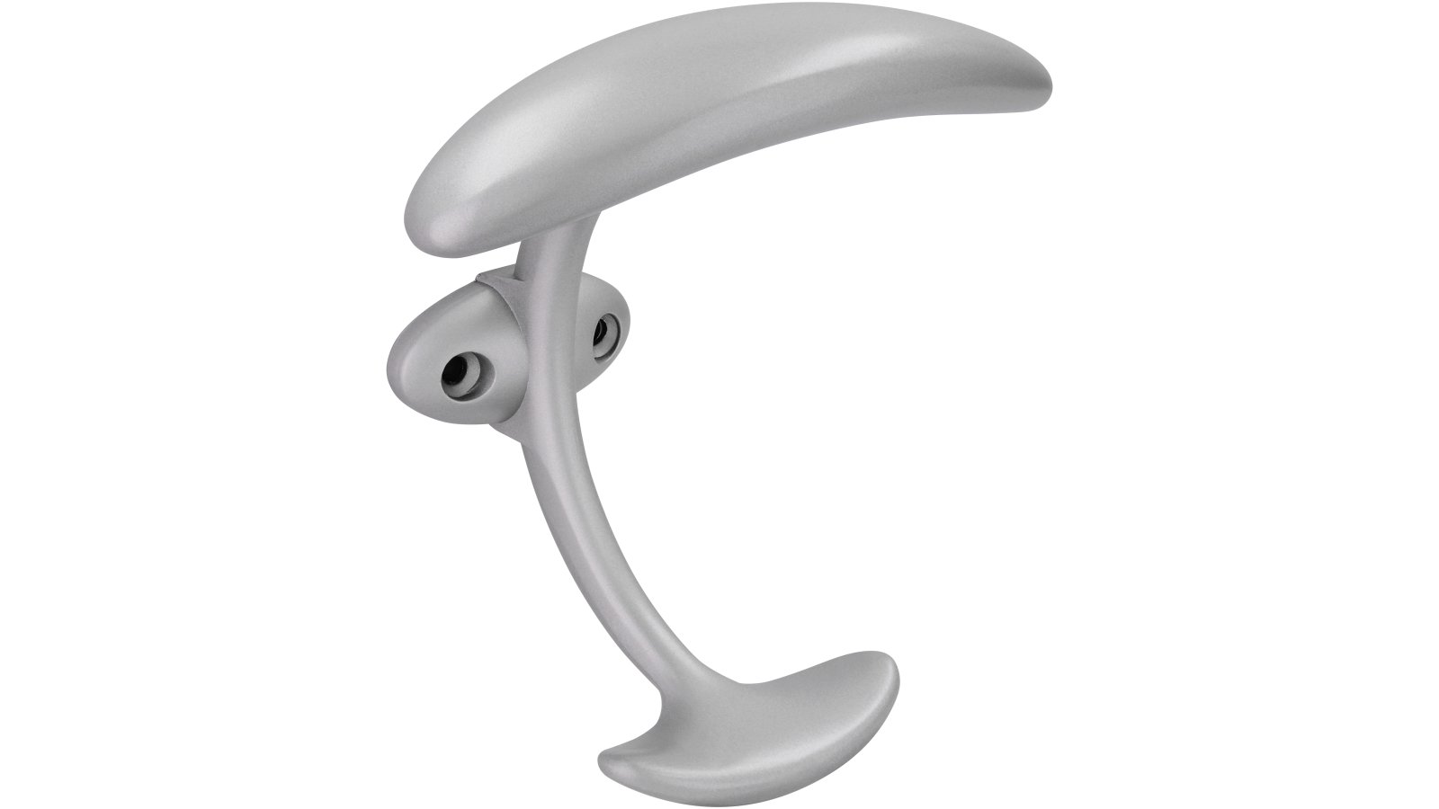 Haken Bad-Driburg Druckguss alufarbig pulverbeschichtet - 105 mm lang  vor weißem Hintergrund