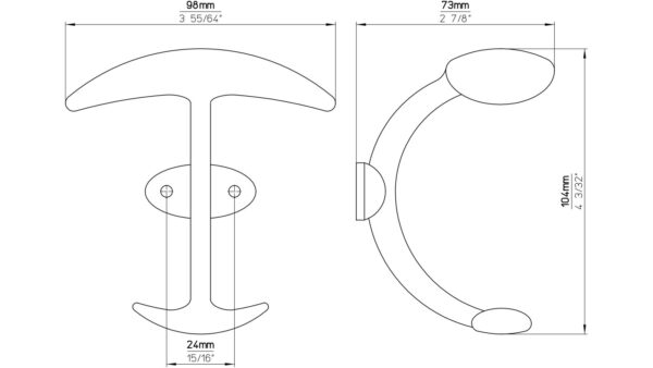 Haken Bad-Driburg Druckguss chrom glänzend - 105 mm lang  vor weißem Hintergrund