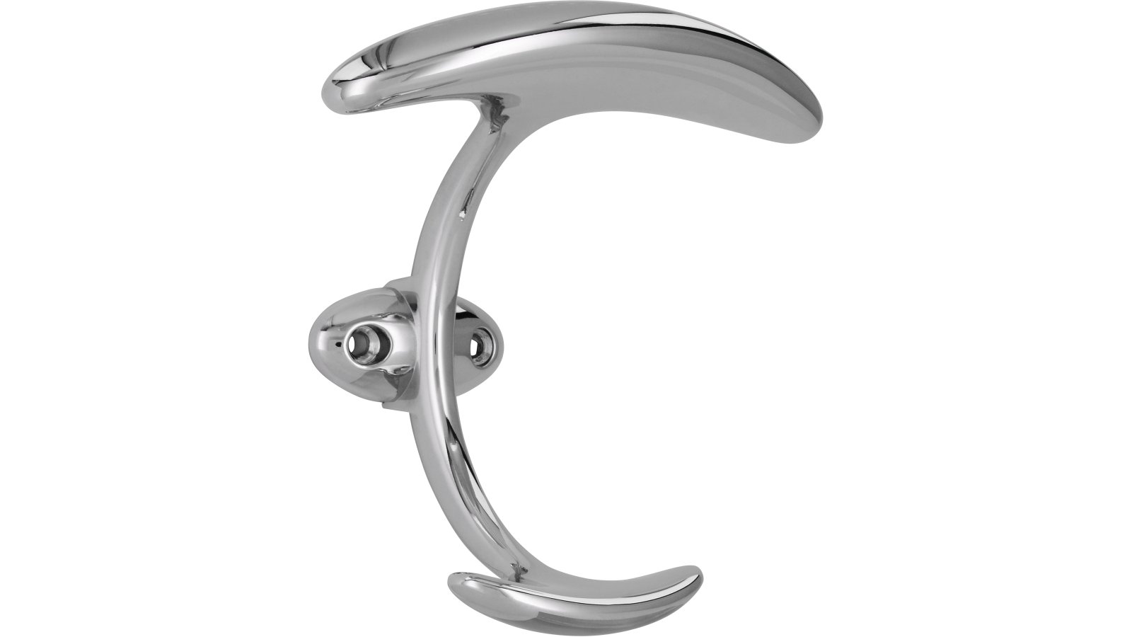 Haken Bad-Driburg Druckguss chrom glänzend - 105 mm lang  vor weißem Hintergrund