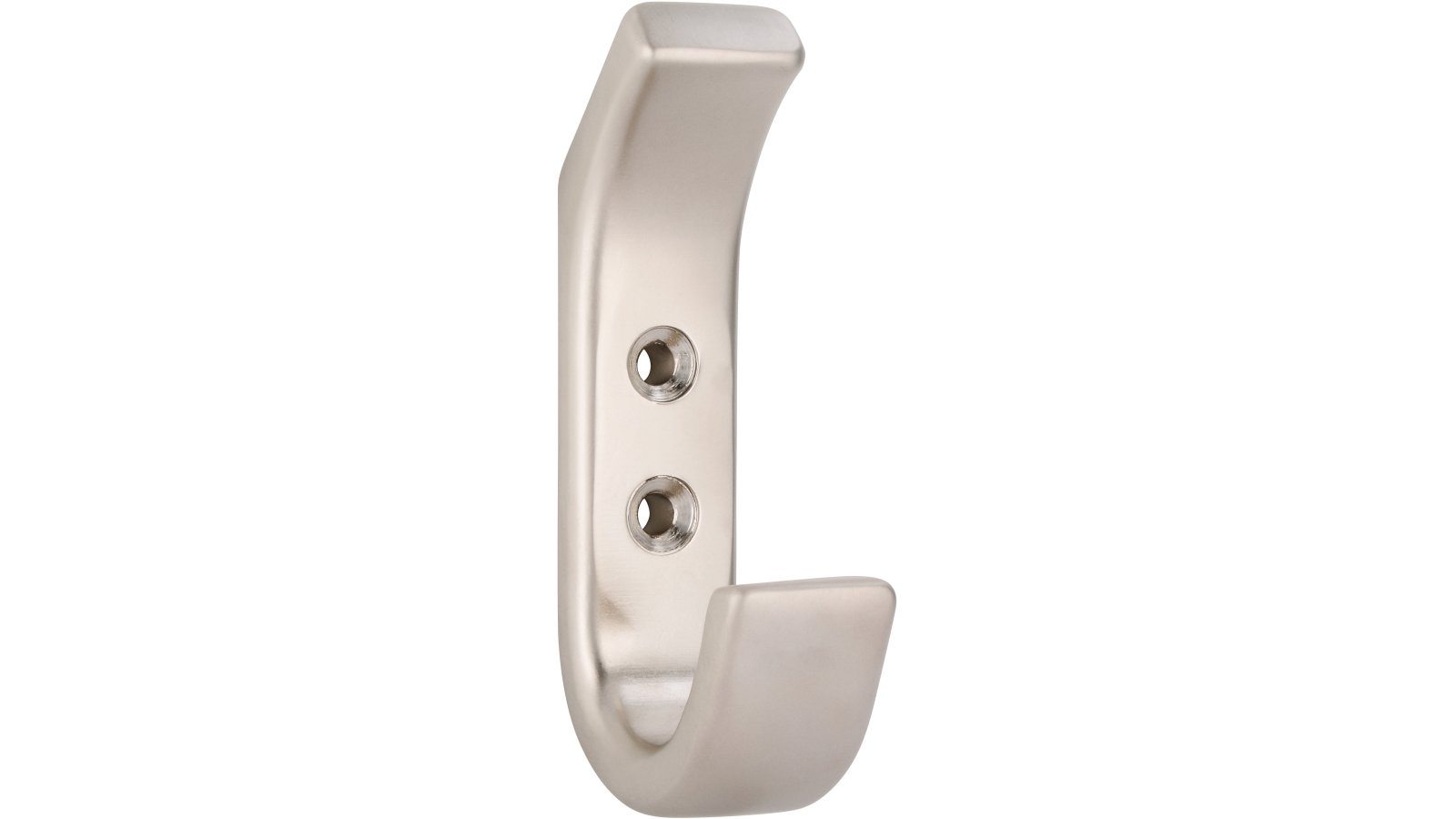 Haken Bedburg Druckguss matt vernickelt - 84 mm lang  vor weißem Hintergrund