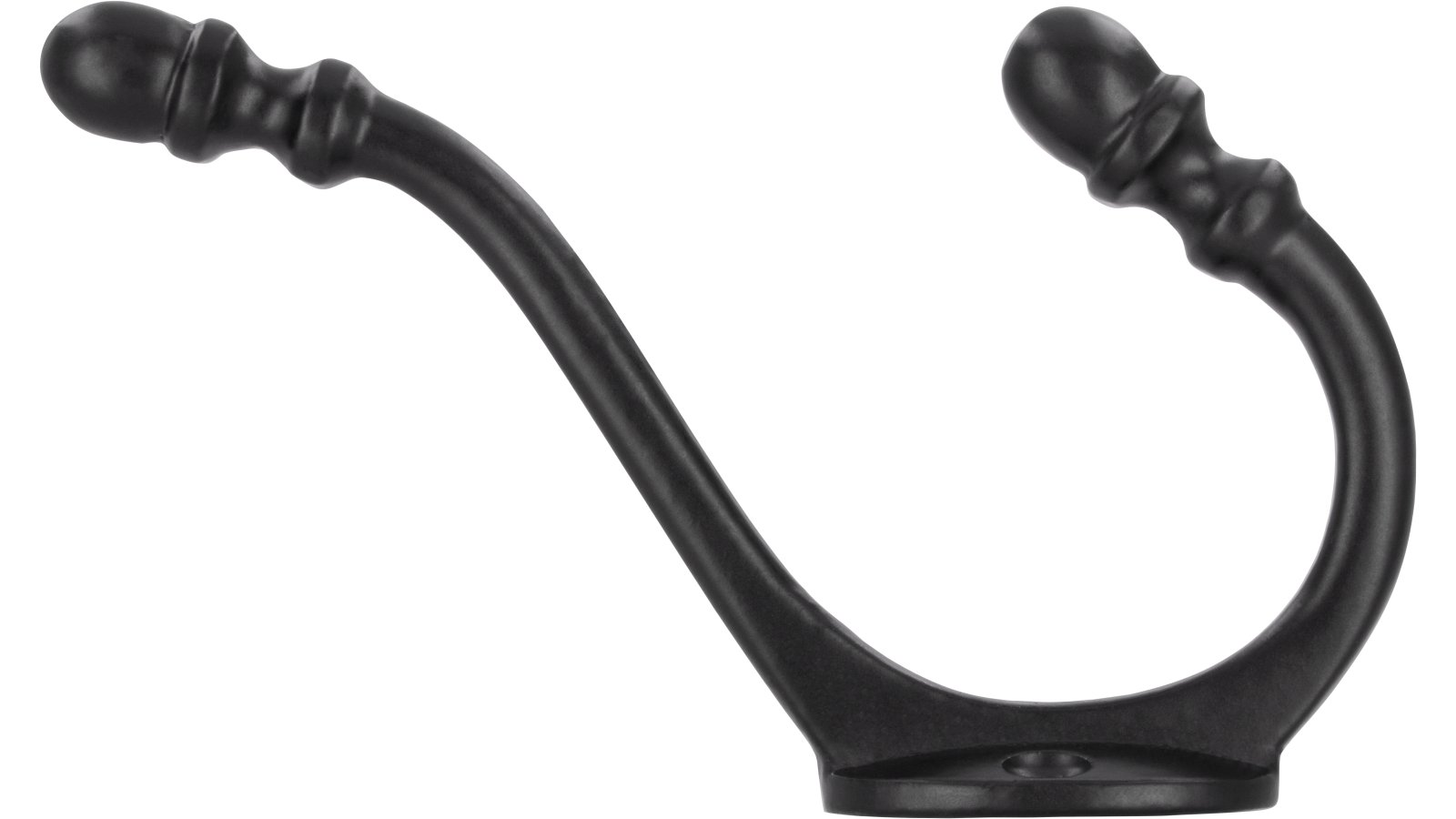 Haken Bischofswerda Gusseisen schwarz matt pulverbeschichtet - 132 mm lang  vor weißem Hintergrund