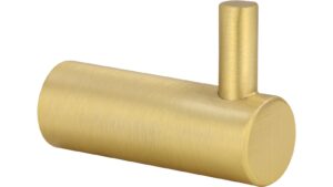 Haken Bisingen Stahl gold matt gebürstet - 28 mm lang  vor weißem Hintergrund