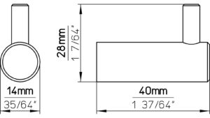 Haken Bisingen Stahl gold matt gebürstet - 28 mm lang  vor weißem Hintergrund