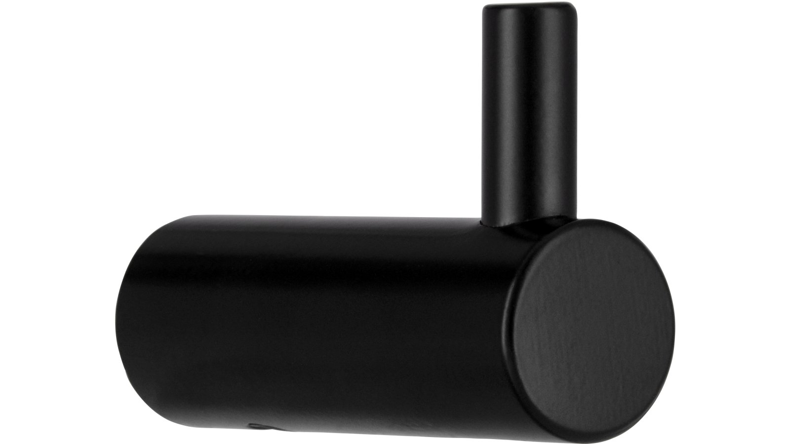 Haken Bisingen Stahl schwarz matt pulverbeschichtet - 28 mm lang vor weißem Hintergrund