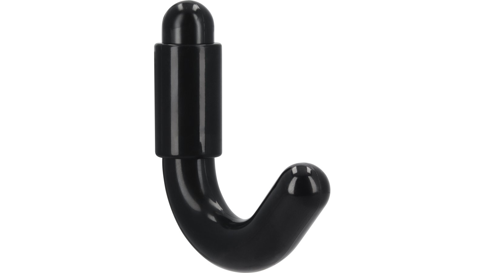 Kleiderhaken-Bottrop-schwarz-Kunststoff-laenge-70-70146 Haken Bottrop Kunststoff schwarz - 70 mm lang vor weißem Hintergrund