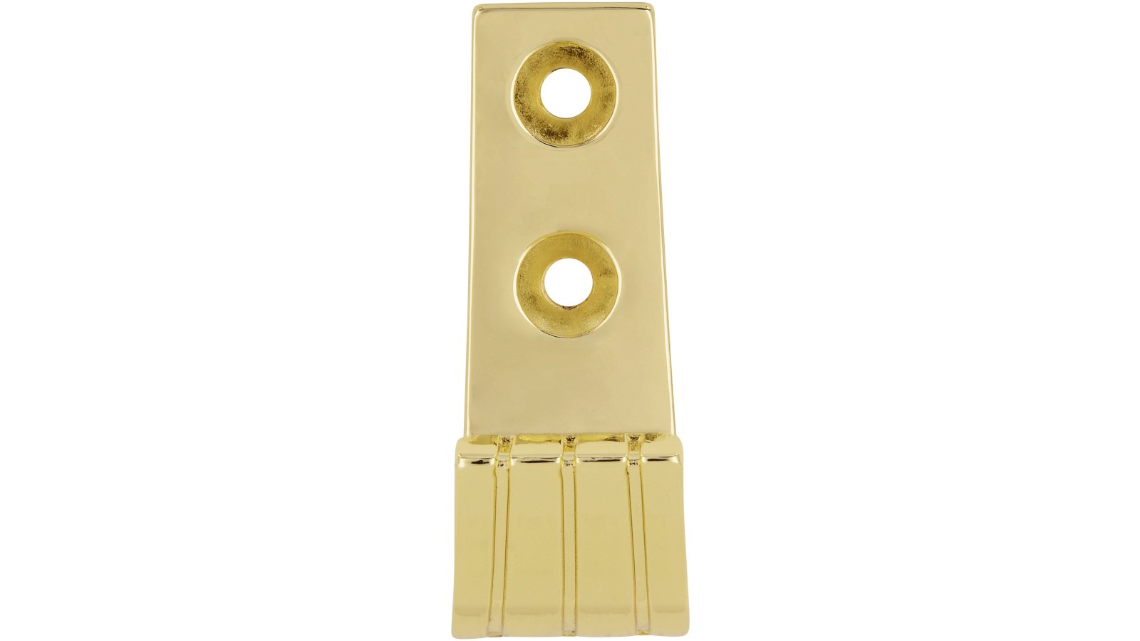 Haken Burgwedel Druckguss glänzend vermessingt - 52 mm lang  vor weißem Hintergrund