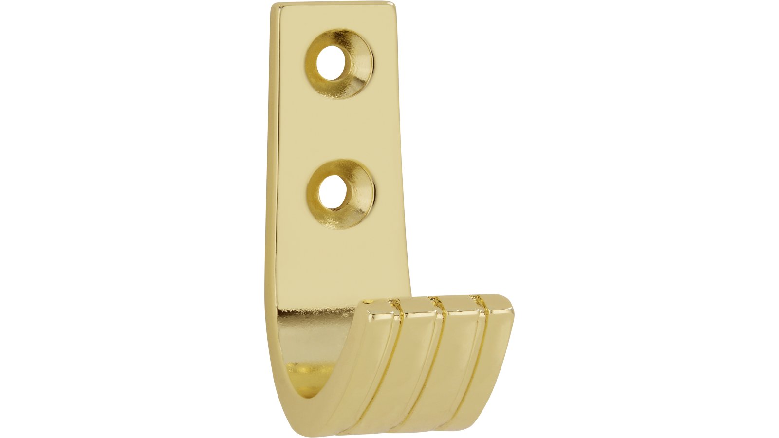 Haken Burgwedel Druckguss glänzend vermessingt - 52 mm lang  vor weißem Hintergrund