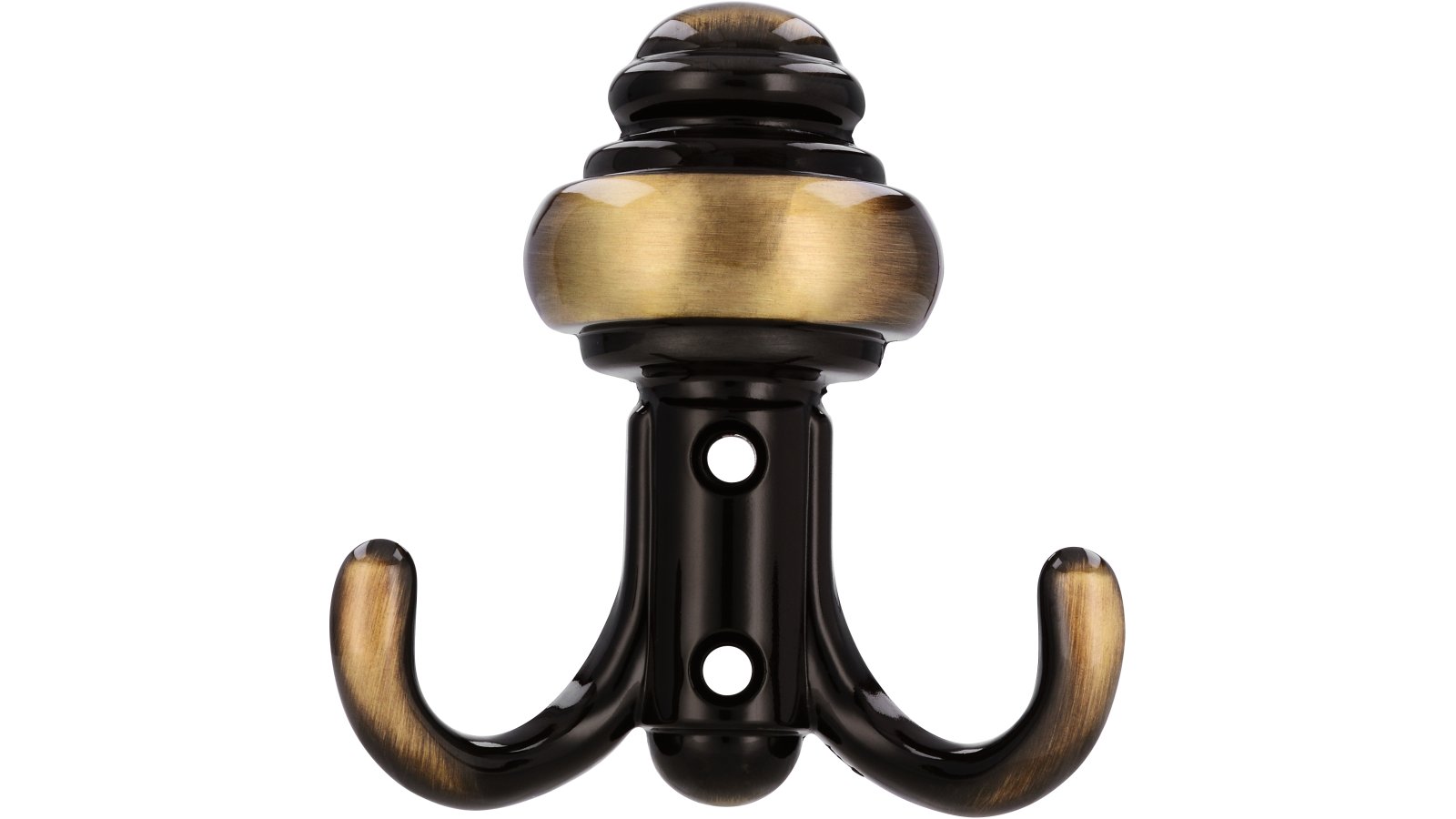 Kleiderhaken-Dorsten-brueniert-messing-Messing-Zinkdruckguss-laenge-86-85868-front Haken Dorsten Druckguss altmessingfarbig brüniert getrommelt - 86 mm lang vor weißem Hintergrund