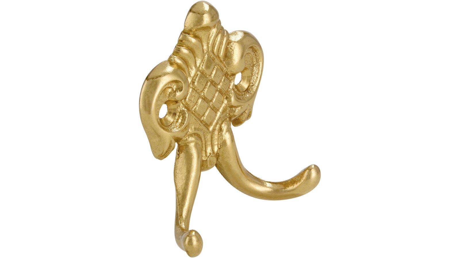 Kleiderhaken-Duisburg-messing-Messing-laenge-71-74380-seitlich Haken Duisburg Messing poliert - 71 mm lang vor weißem Hintergrund