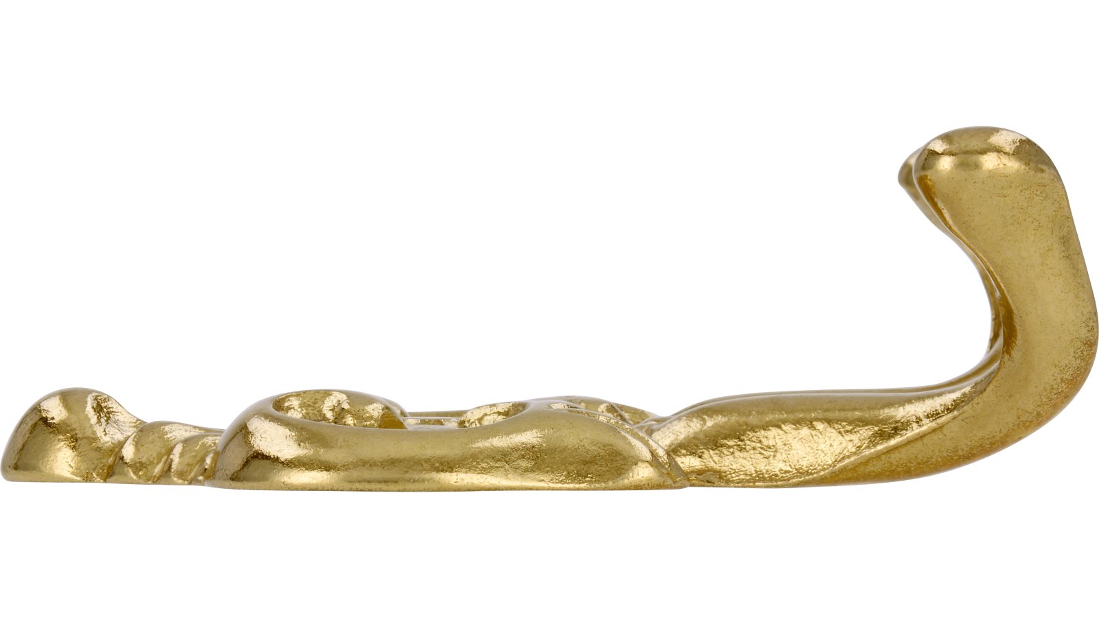 Kleiderhaken-Duisburg-messing-Messing-laenge-71-74380-stehend Haken Duisburg Messing poliert - 71 mm lang vor weißem Hintergrund