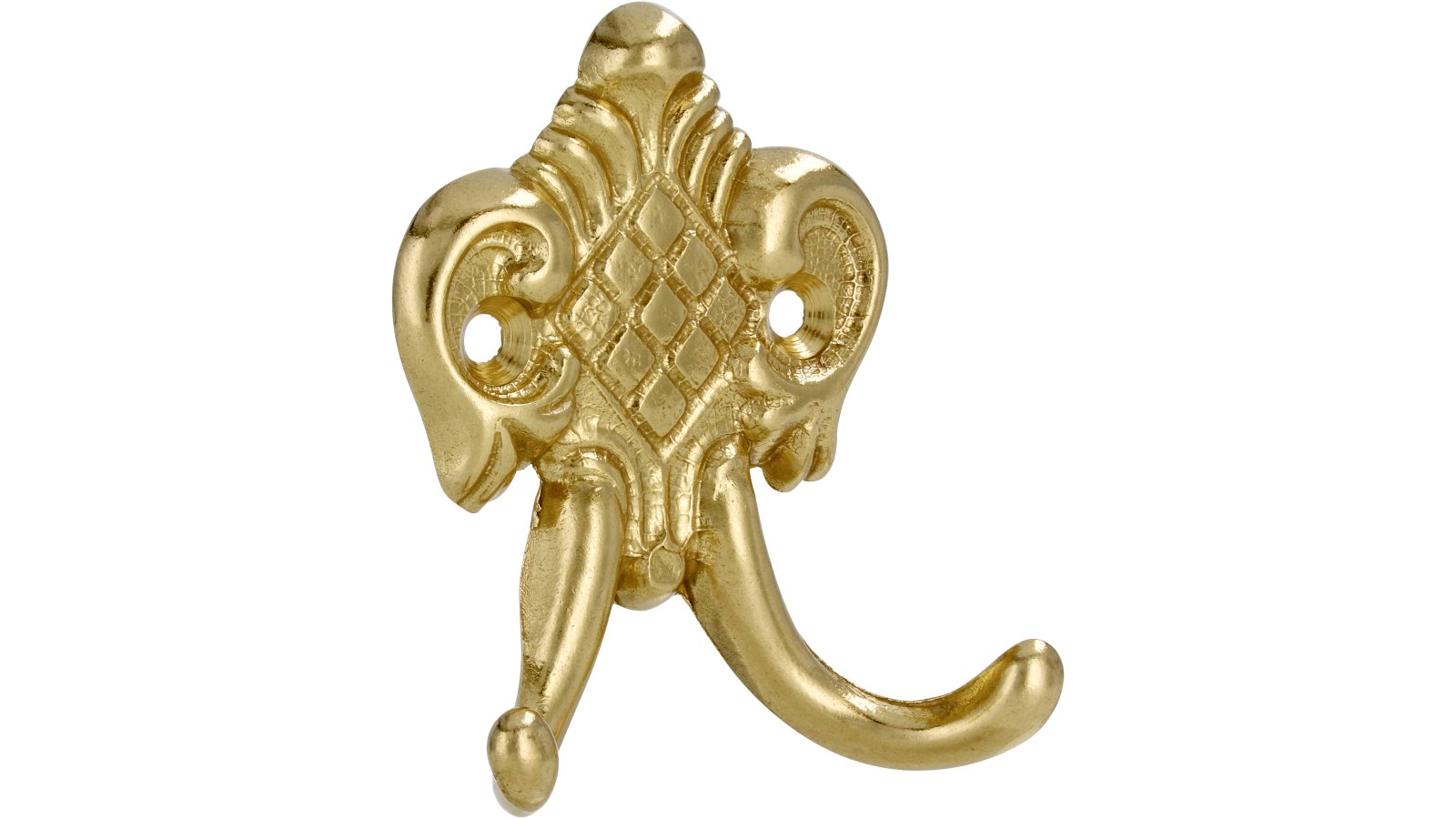 Kleiderhaken-Duisburg-messing-Messing-laenge-71-74380 Haken Duisburg Messing poliert - 71 mm lang vor weißem Hintergrund