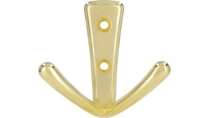 Haken Eislingen Druckguss glänzend vermessingt - 71 mm lang  vor weißem Hintergrund