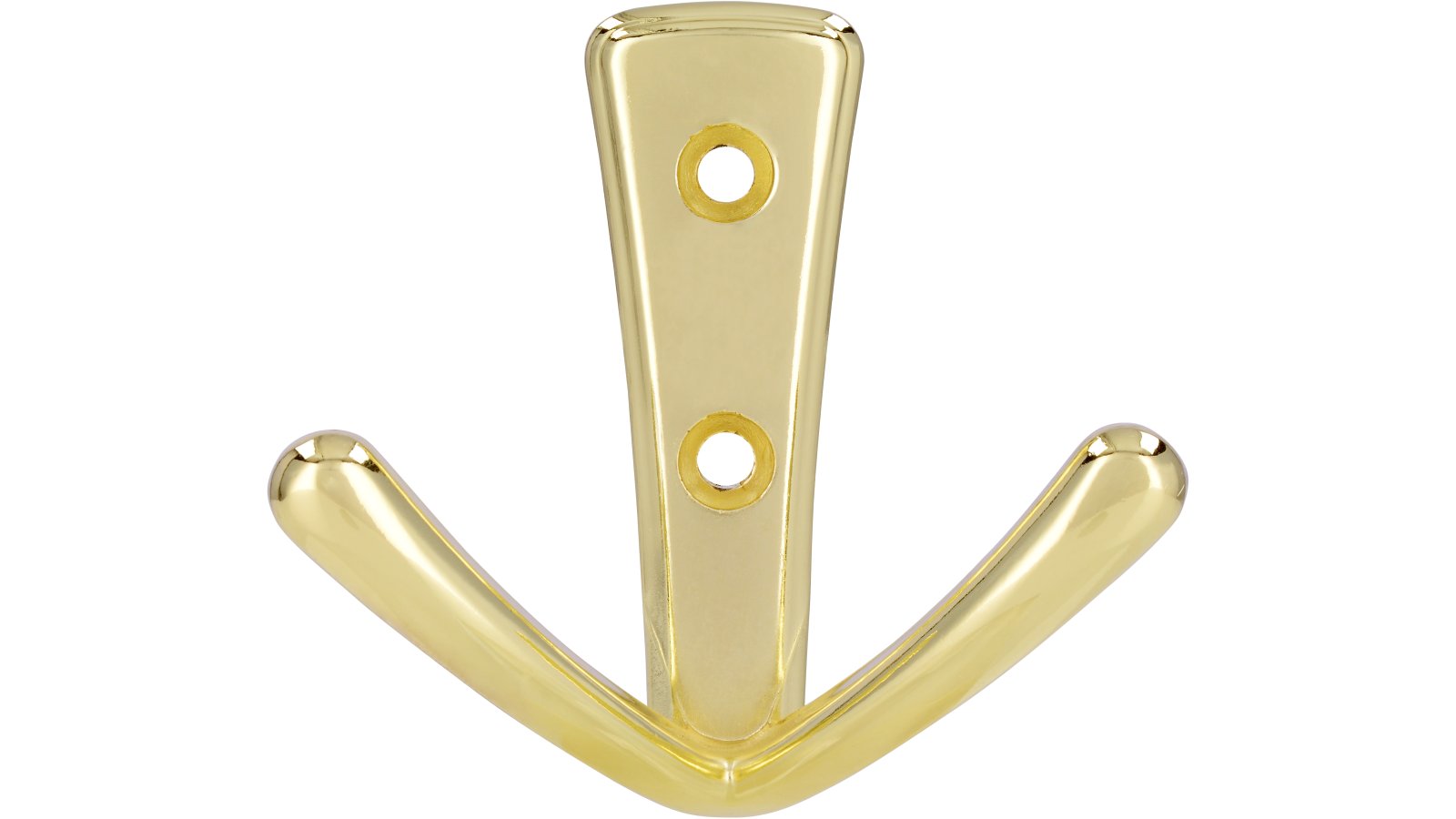 Haken Eislingen Druckguss glänzend vermessingt - 71 mm lang  vor weißem Hintergrund