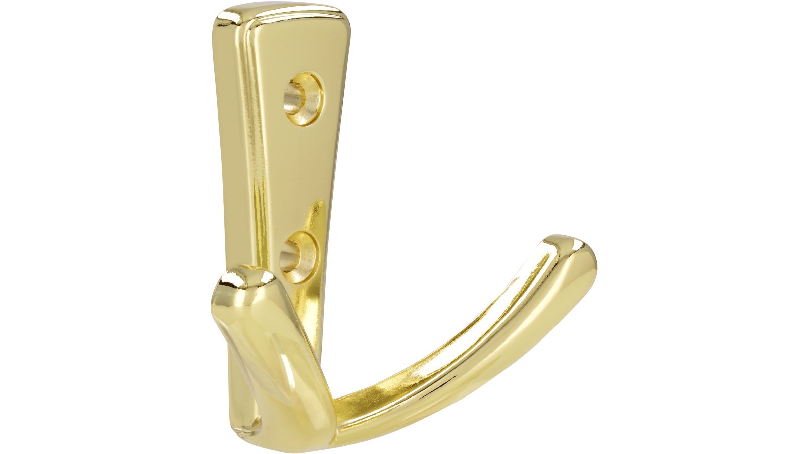 Haken Eislingen Druckguss glänzend vermessingt - 71 mm lang  vor weißem Hintergrund