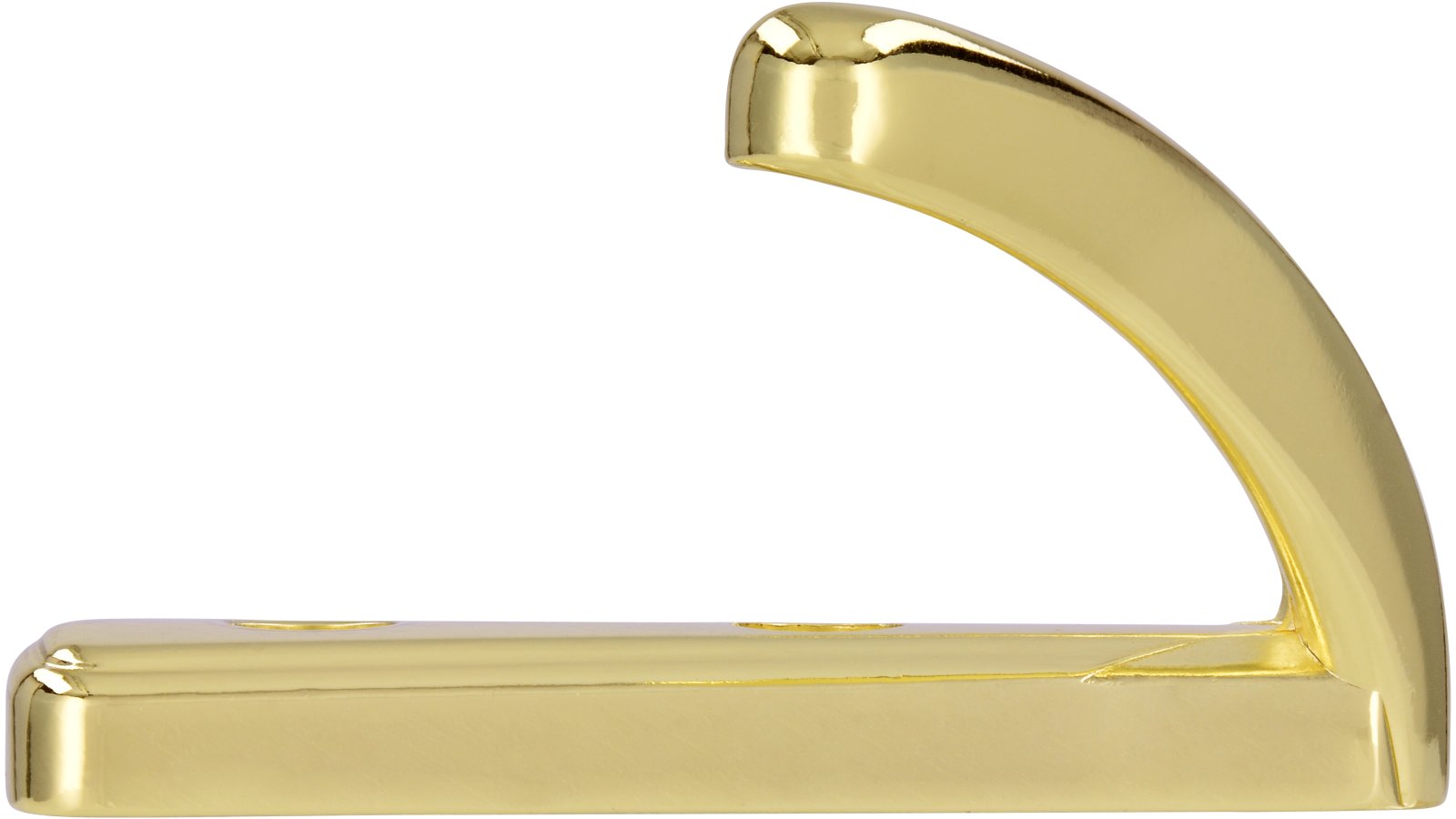 Haken Eislingen Druckguss glänzend vermessingt - 71 mm lang  vor weißem Hintergrund