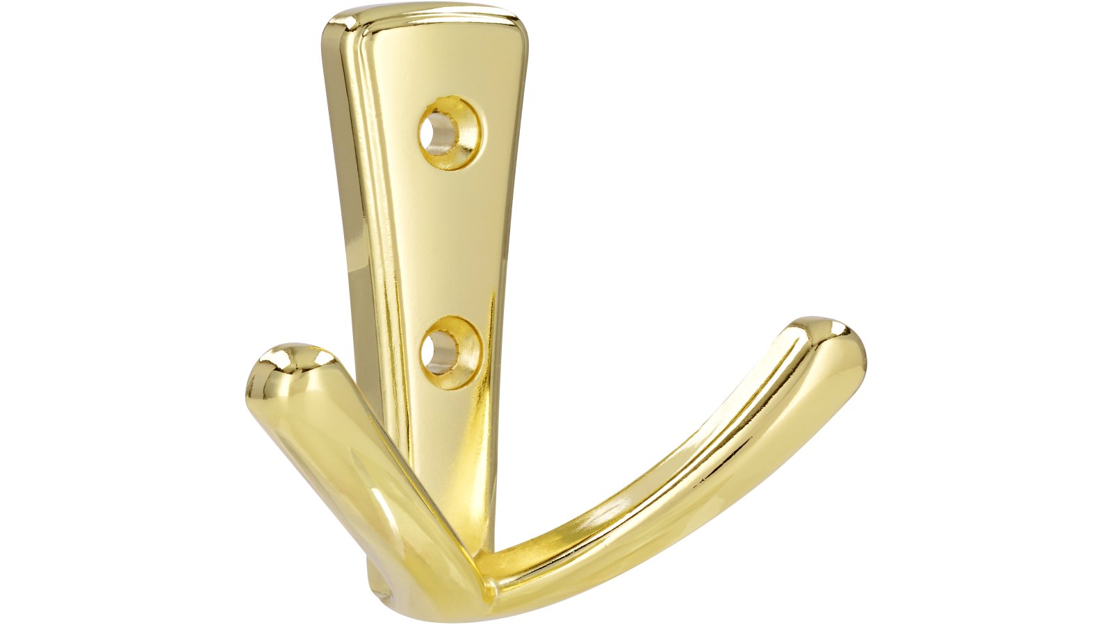 Haken Eislingen Druckguss glänzend vermessingt - 71 mm lang  vor weißem Hintergrund