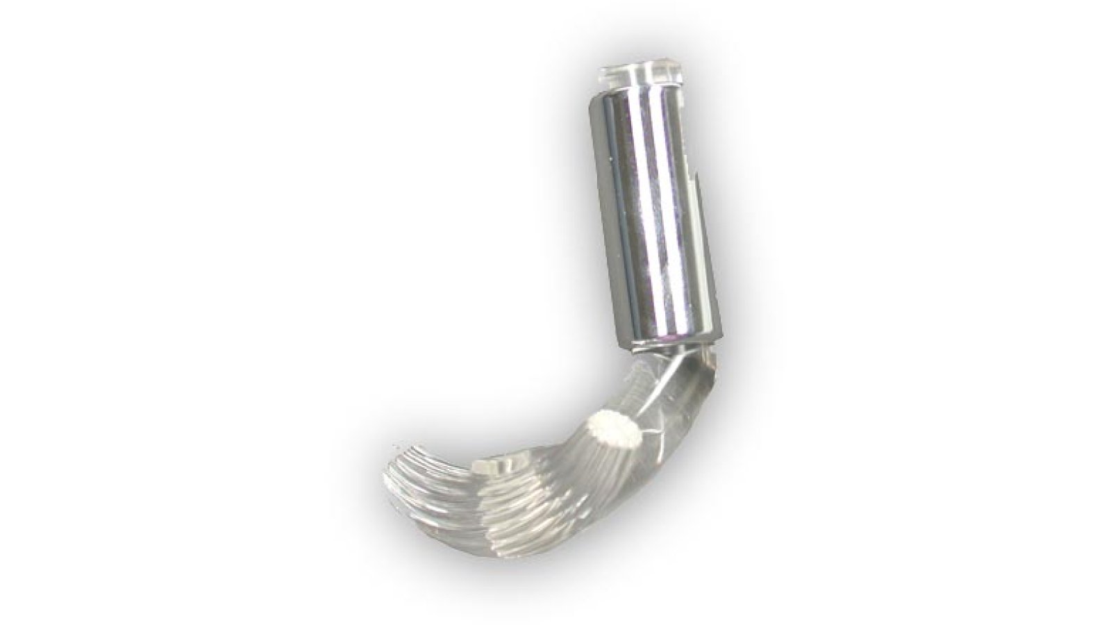 Haken Elmshorn Kunststoff glaseffekt glasklar metallisiert chrom glänzend - 80 mm lang  vor weißem Hintergrund