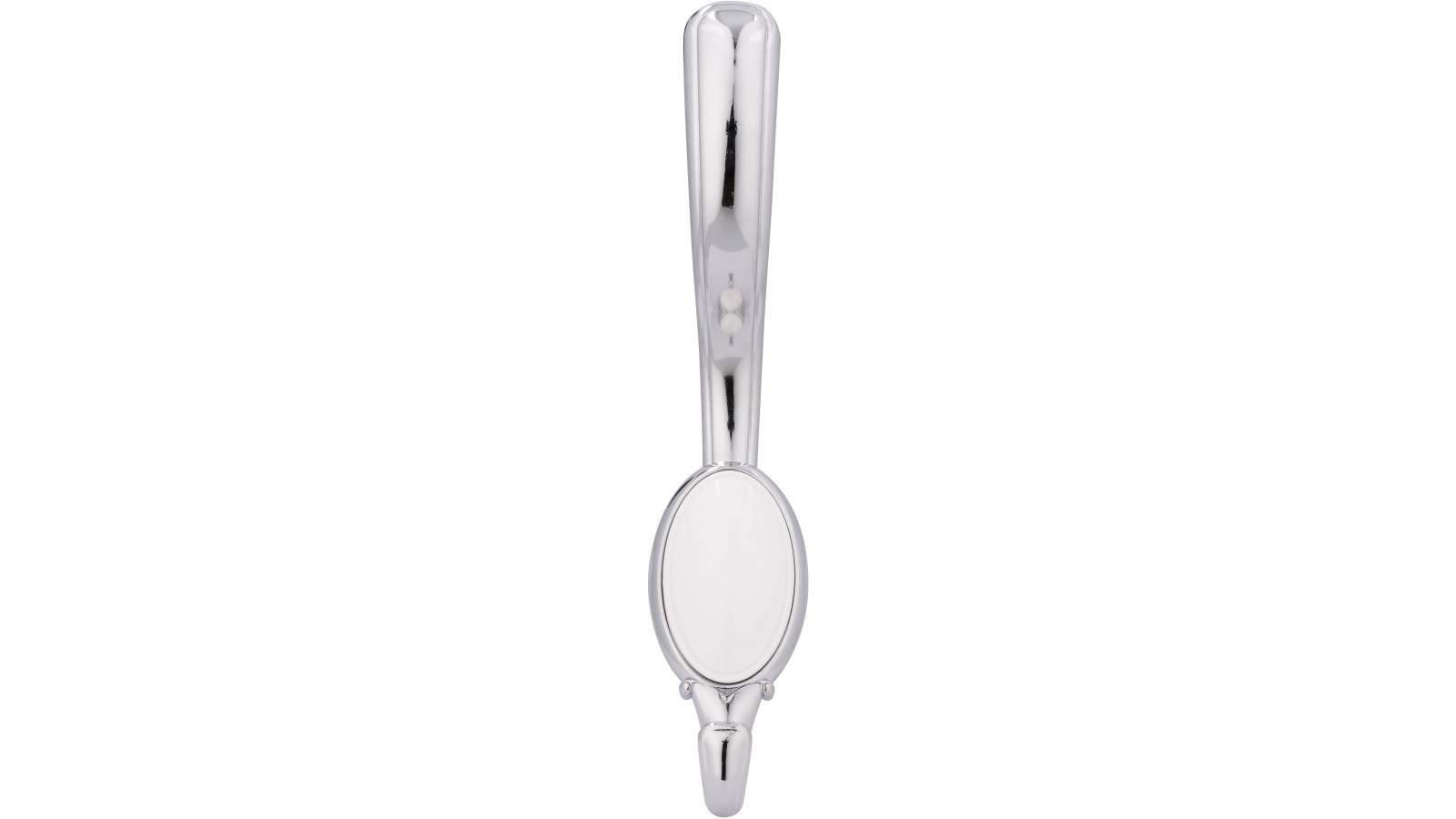 Haken Eutin Druckguss - Kunststoff chrom glänzend weiß - 158 mm lang  vor weißem Hintergrund