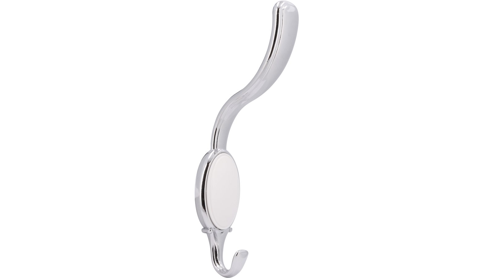 Haken Eutin Druckguss - Kunststoff chrom glänzend weiß - 158 mm lang  vor weißem Hintergrund