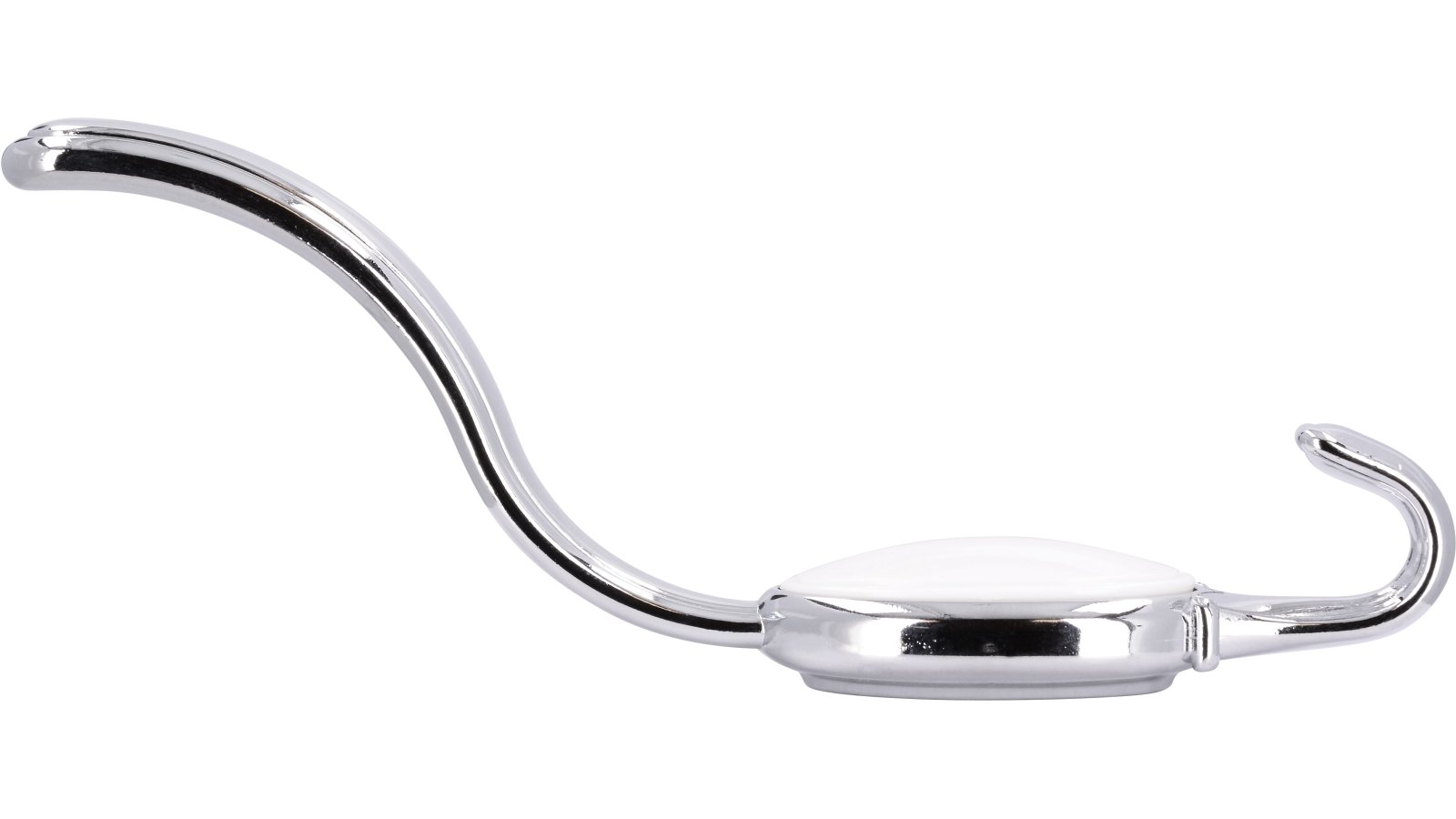 Haken Eutin Druckguss - Kunststoff chrom glänzend weiß - 158 mm lang  vor weißem Hintergrund