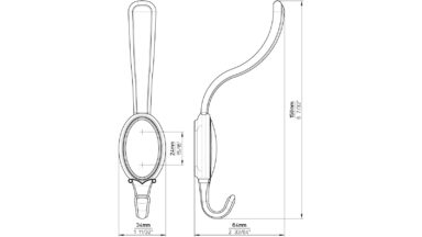 Haken Eutin Druckguss - Kunststoff chrom glänzend weiß - 158 mm lang  vor weißem Hintergrund
