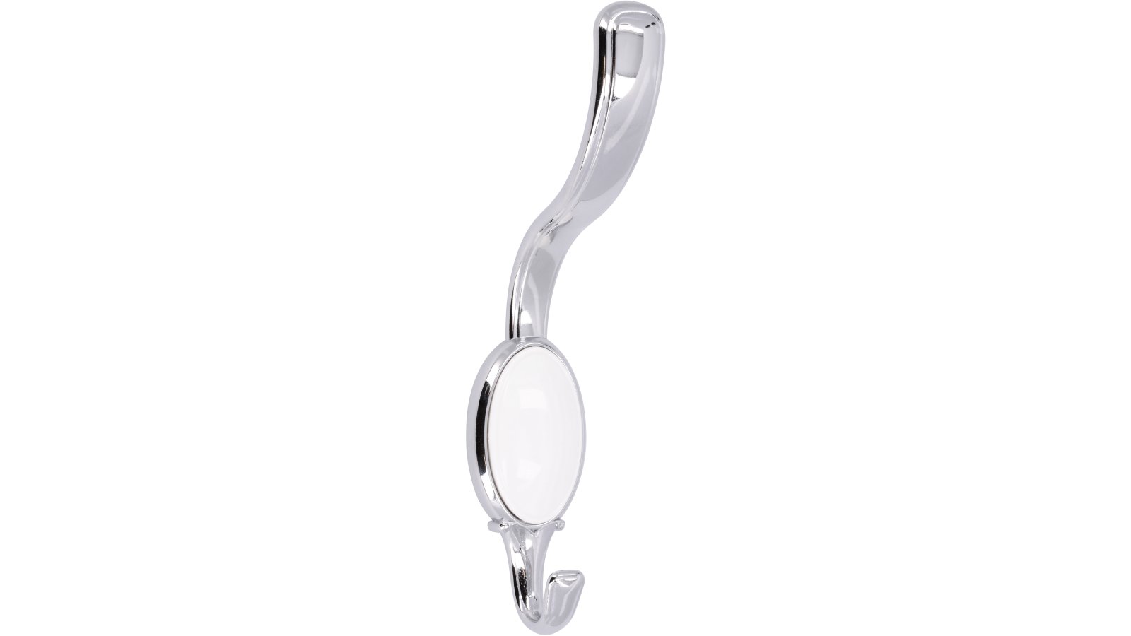 Haken Eutin Druckguss - Kunststoff chrom glänzend weiß - 158 mm lang  vor weißem Hintergrund