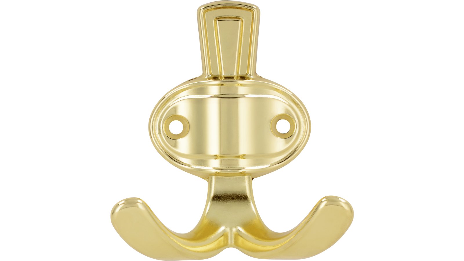 Haken Forchheim Druckguss glänzend vermessingt - 76 mm lang  vor weißem Hintergrund