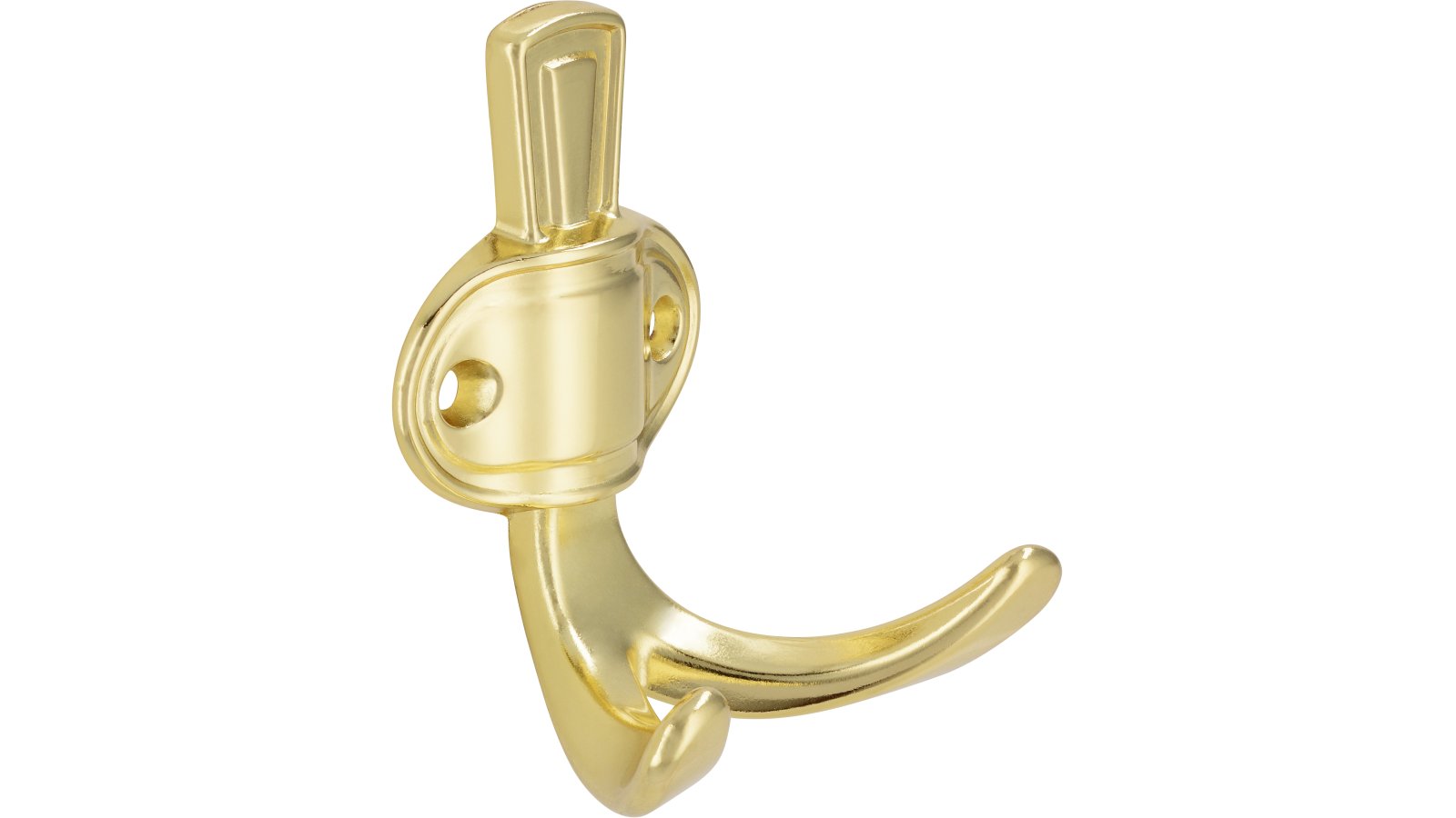 Haken Forchheim Druckguss glänzend vermessingt - 76 mm lang  vor weißem Hintergrund