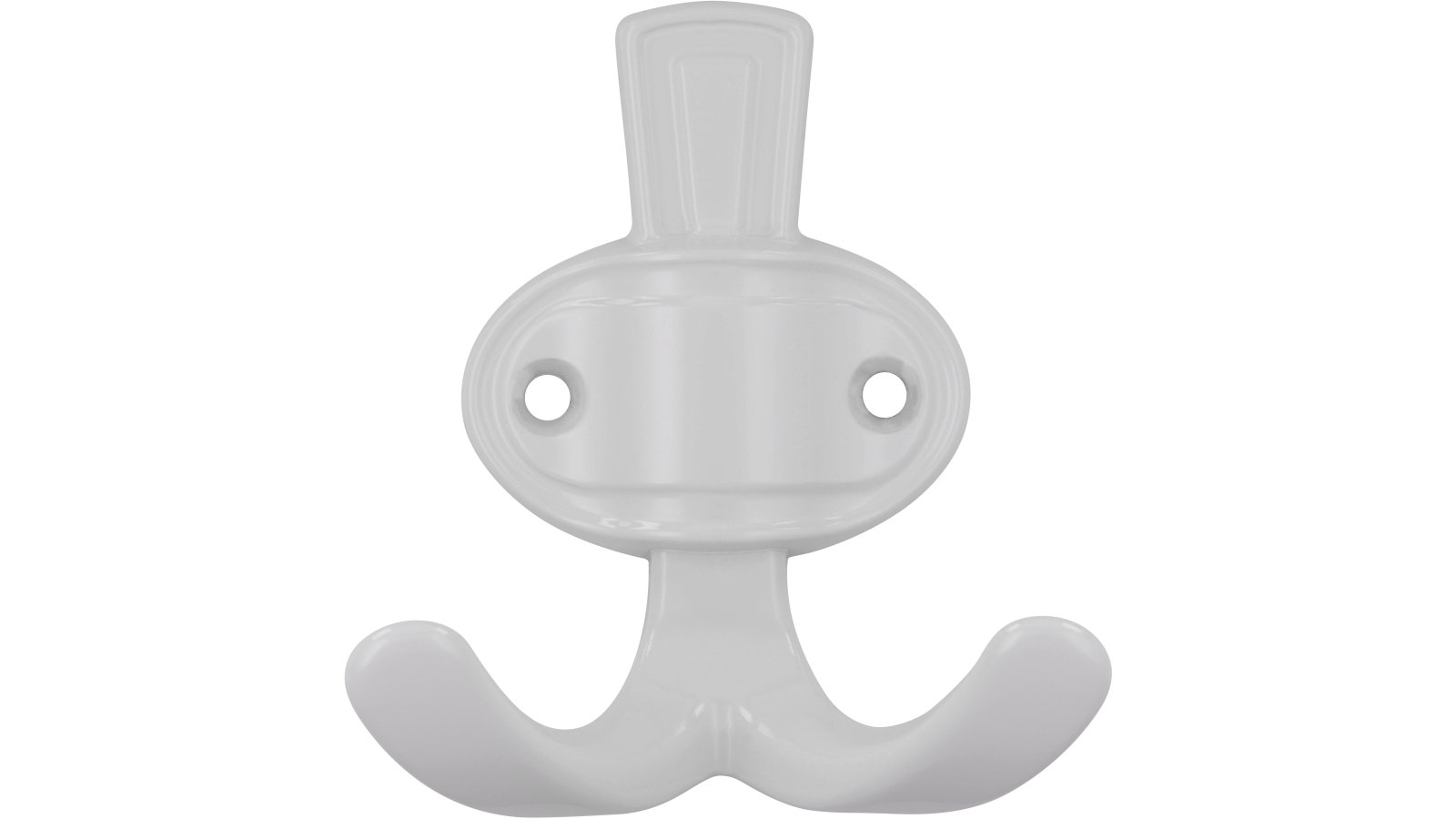 Haken Forchheim Druckguss reinweiß pulverbeschichtet - 76 mm lang  vor weißem Hintergrund