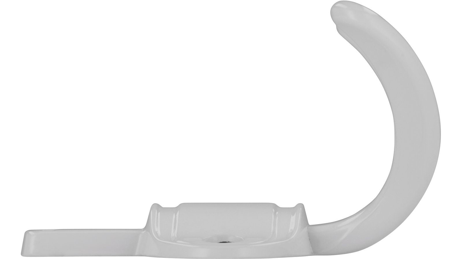 Haken Forchheim Druckguss reinweiß pulverbeschichtet - 76 mm lang  vor weißem Hintergrund