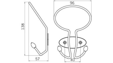 Haken Frankenberg Stahl - Kunststoff chrom matt schwarz-braun - 138 mm lang  vor weißem Hintergrund