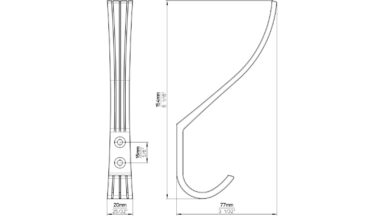 Haken Friesoythe Druckguss chrom glänzend - 154 mm lang  vor weißem Hintergrund