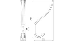 Haken Friesoythe Druckguss matt vernickelt - 154 mm lang  vor weißem Hintergrund