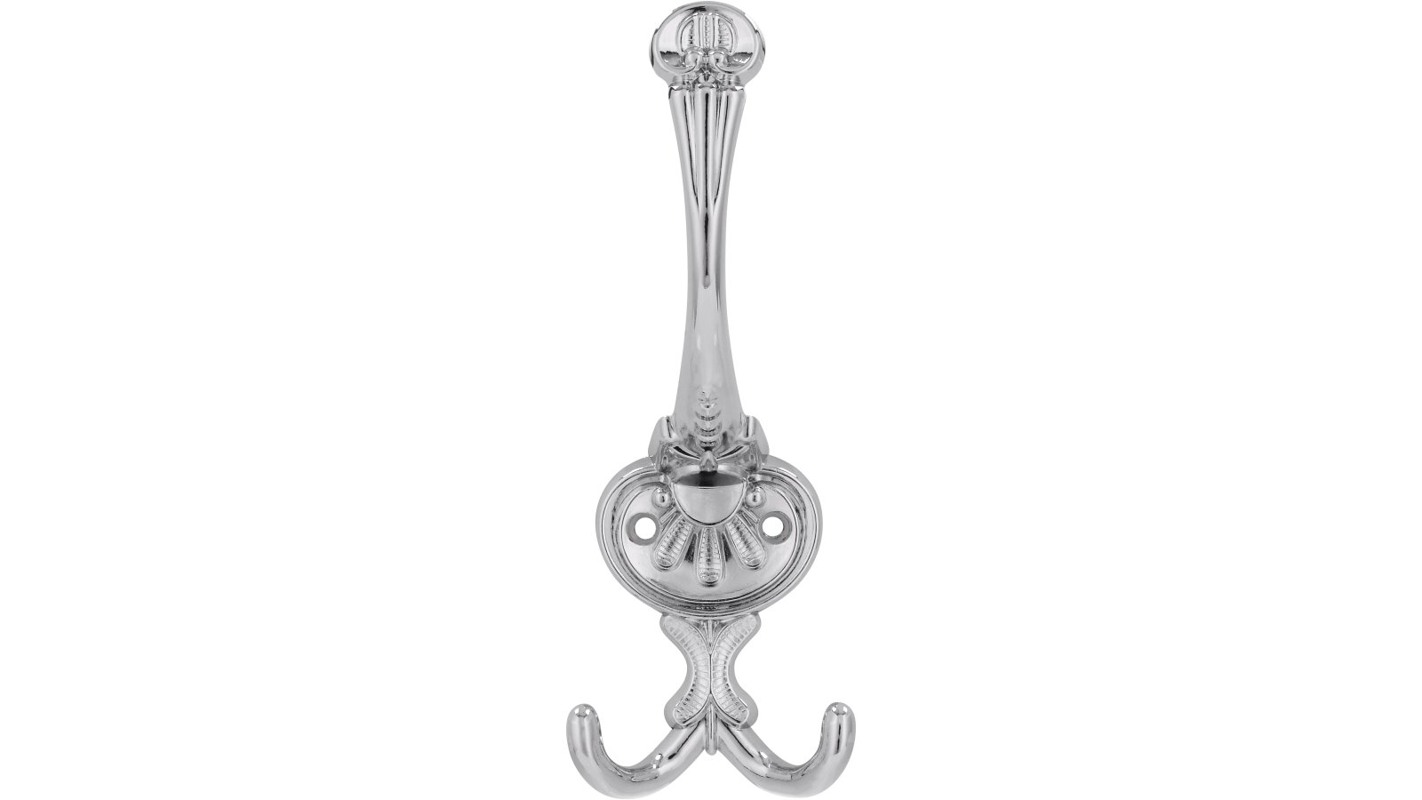 Haken Fürth Druckguss chrom glänzend - 151 mm lang  vor weißem Hintergrund