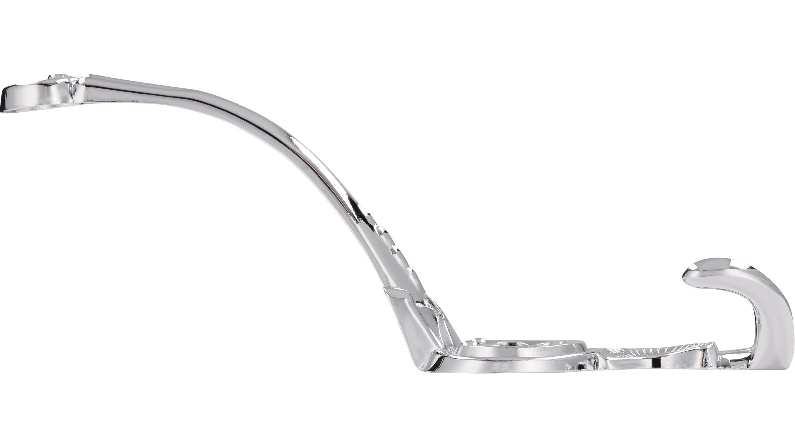 Haken Fürth Druckguss chrom glänzend - 151 mm lang  vor weißem Hintergrund