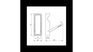 Haken Geisenfeld Kunststoff - vintageeffekt - 70 mm lang  vor weißem Hintergrund