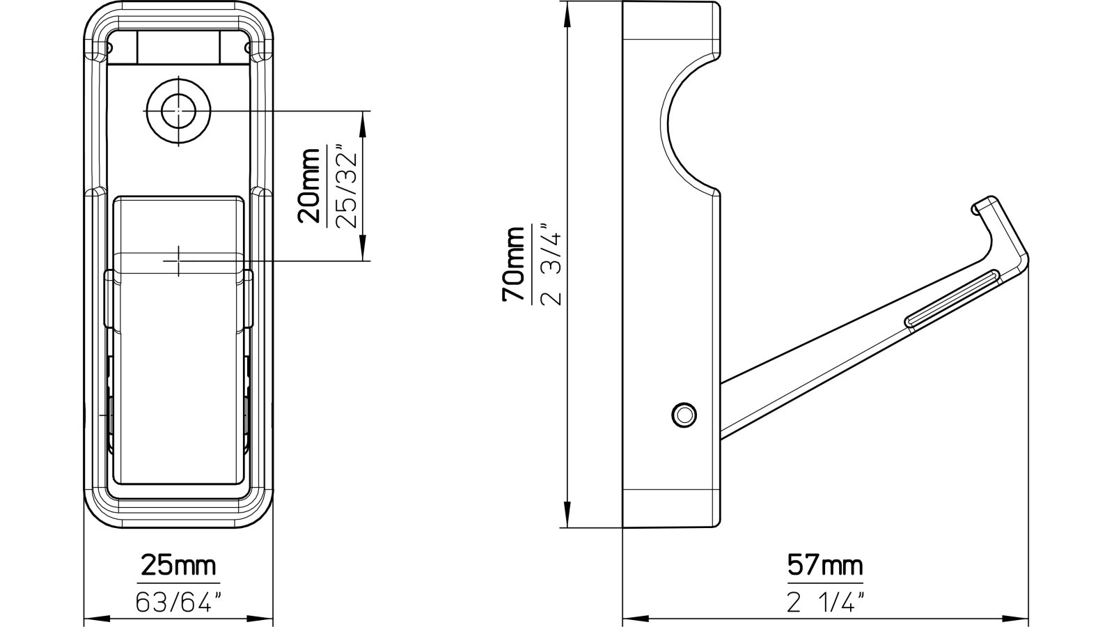 Haken Geisenfeld Kunststoff weiß - 70 mm lang  vor weißem Hintergrund