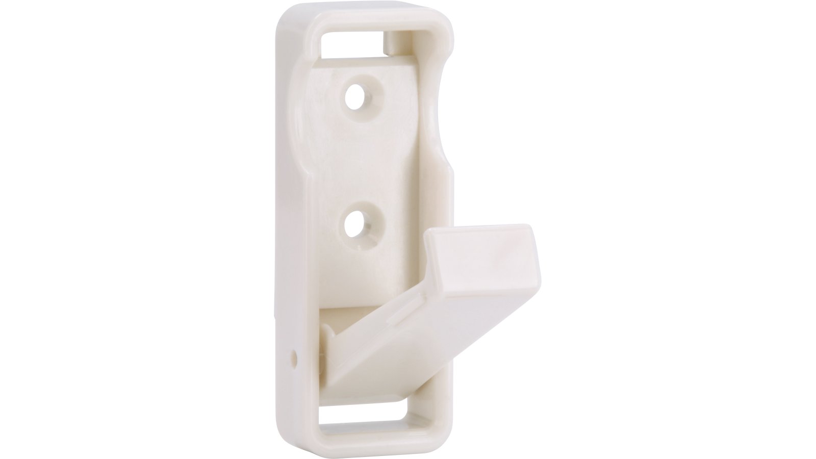 Haken Geisenfeld Kunststoff weiß - 70 mm lang  vor weißem Hintergrund