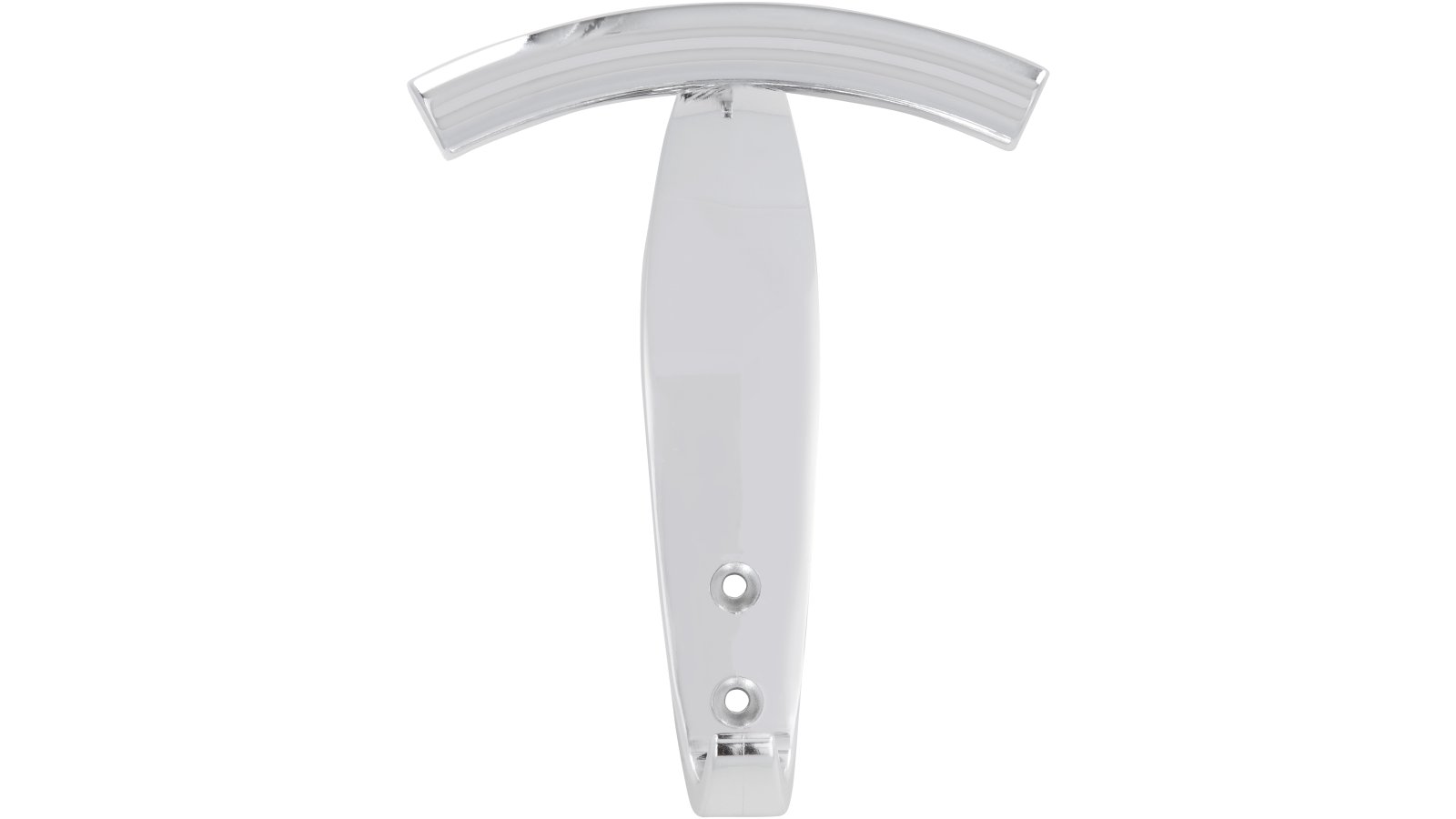 Haken Geldern Kunststoff metallisiert chrom glänzend - 139 mm lang  vor weißem Hintergrund